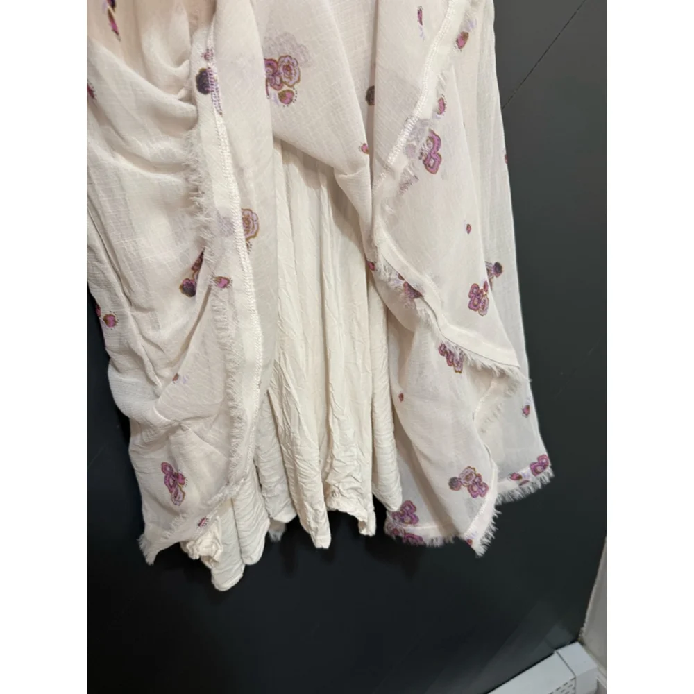 Free People Ivory Floral Mini Dress Size 4 Boho Coquette Cottagecore - Picture 6 of 11